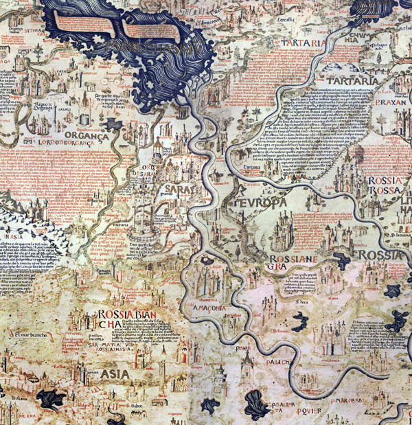 map by Fra Mauro - Volga river & Kaspian sea